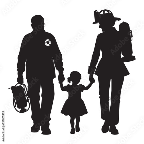 fireman silhouette Vector Firefighter Man silhouette  collection, 
