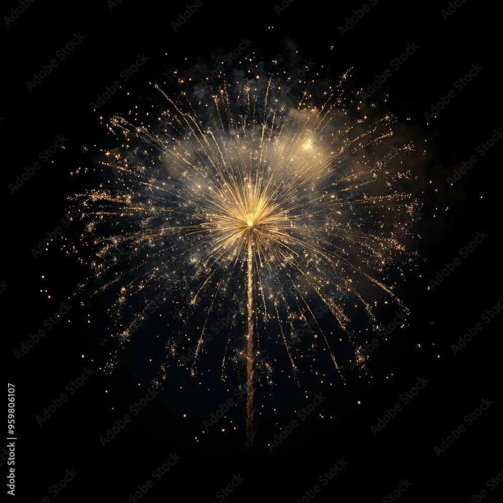 Fototapeta premium Golden Fireworks Display in Night Sky.