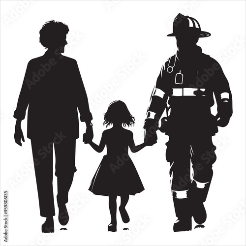 fireman silhouette Vector Firefighter Man silhouette  collection, 
