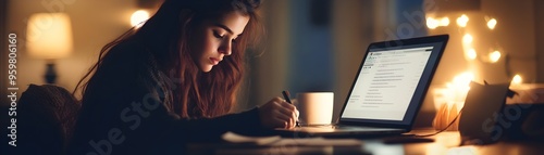Focused Female Freelancer D...