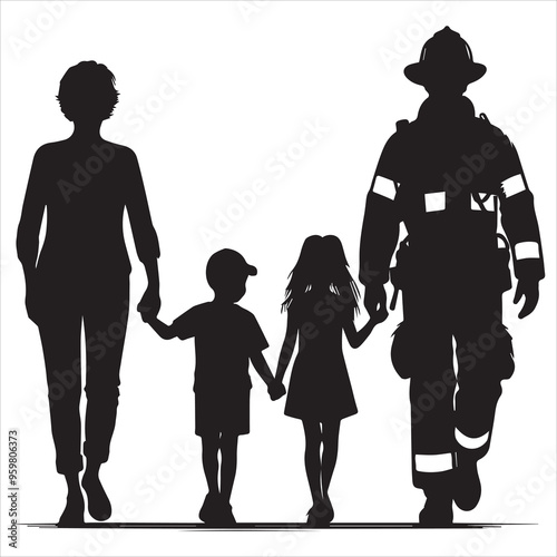 fireman silhouette Vector Firefighter Man silhouette  collection, 
