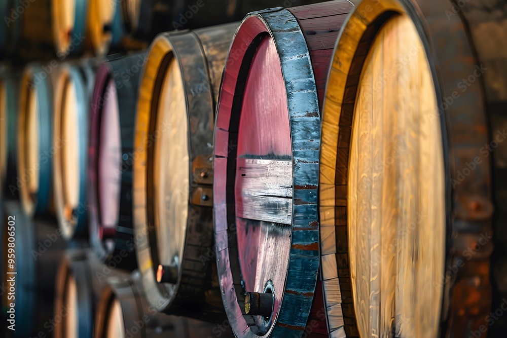 Rustic Wine Barrels in a Vineyard Cellar Rustic Wine Barrels in a Vineyard Cellar
