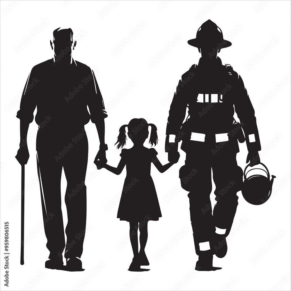 fireman silhouette Vector Firefighter Man silhouette  collection, 
