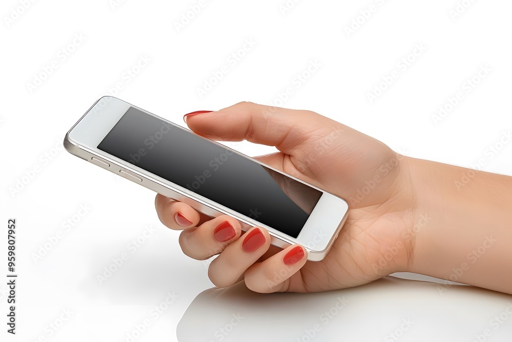 Elegant Hand Holding a Modern Smartphone with a Sleek Design Elegant Hand Holding a Modern Smartphone with a Sleek Design