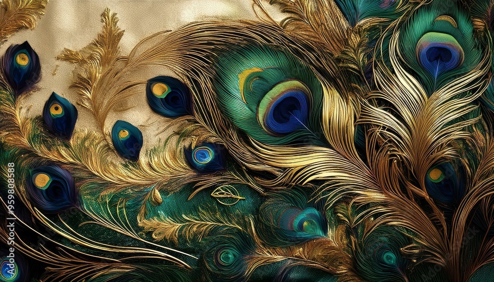 Fototapeta premium peacock feather close up
