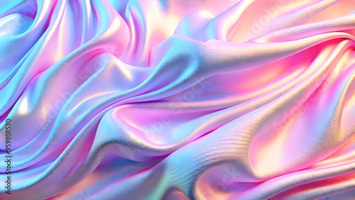 Abstract digital fabric. Sci-fi background. Holographic foil. Transparent Rainbow Plastic or Glass. Holographic Rainbow reflection. Abstract 3d rendering. Digital fabric. Holographic neon foil.