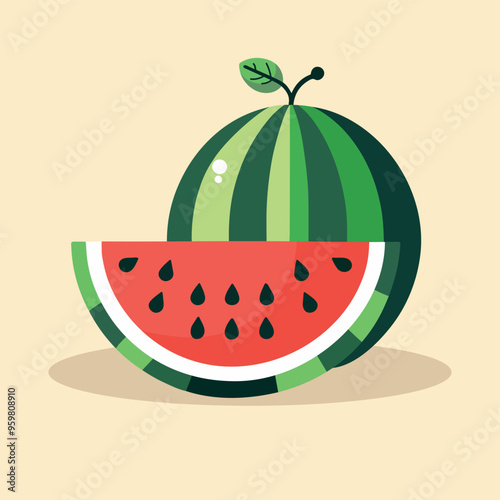 Sweet watermelon flat style design vector illustration