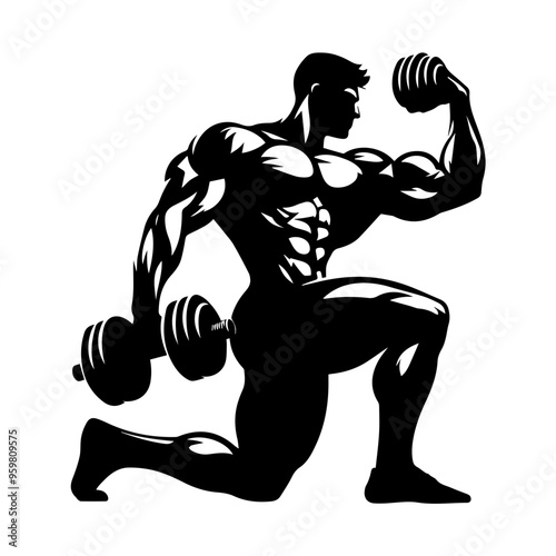  body builder man vector illustration