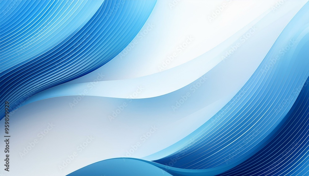 Naklejka premium Abstract blue wave lines pattern on a white background with space for your text. Abstract light blue and white wave background. Modern simple overlay curve layer template graphic elements. 