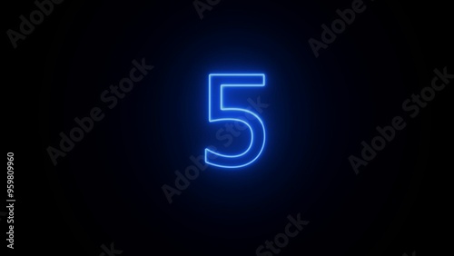 Abstract beautiful blue neon text number illustration background .