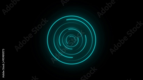 Neon colorful swirling rounds. Abstract creative HUD with neon, glowing light.