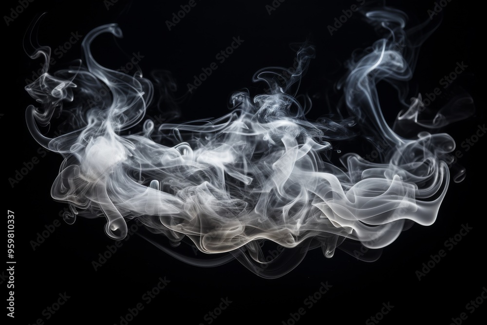 Ethereal white smoke rising and swirling against a dark background, creating flowing patterns Ethereal white smoke rising and swirling against a dark background, creating flowing patterns