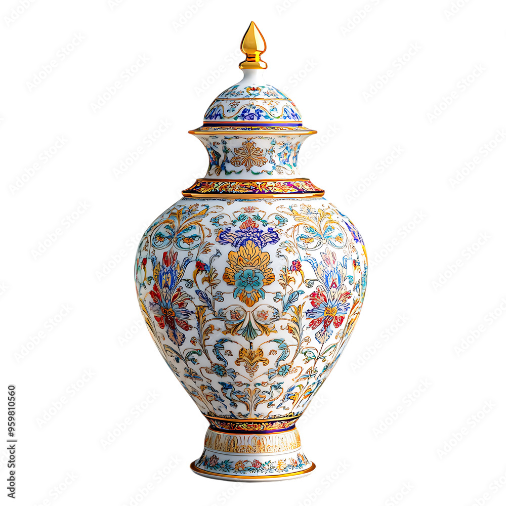Ornate Ceramic Vase with Floral Design Ornate Ceramic Vase with Floral Design