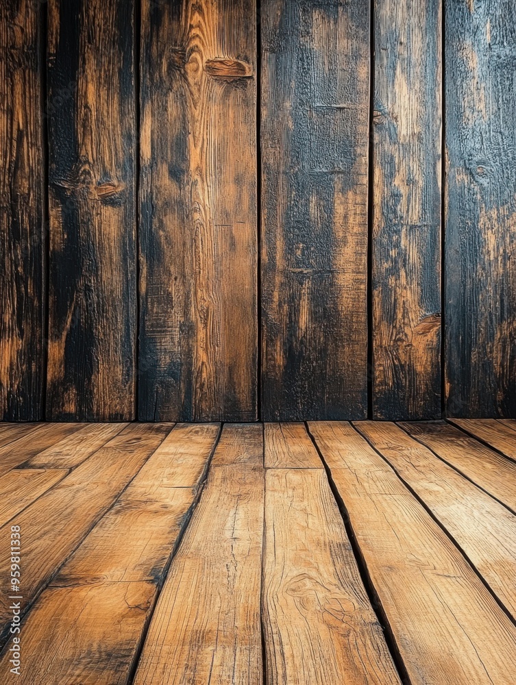 Perspective brown wood flooring for product display. Perspective brown wood flooring for product display.