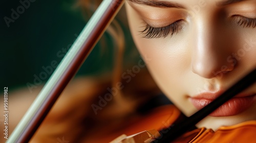 A violinist performing a solo piece, showcasing masterful technique and emotional expression. photo