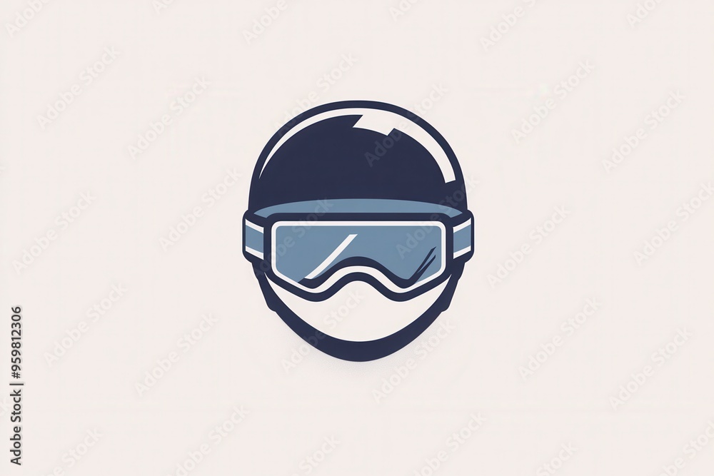 The design highlights a ski helmet and goggles, representing winter sports and outdoor adventures in a minimalist style. Generative AI The design highlights a ski helmet and goggles, representing winter sports and outdoor adventures in a minimalist style. Generative AI