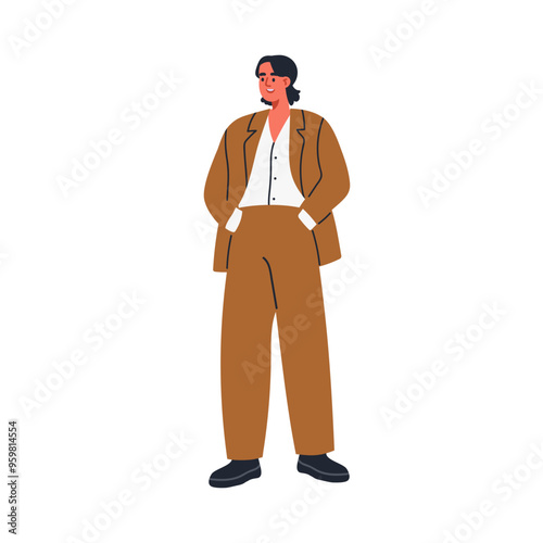 Business character in smart casual style suit, stylish professional outfit. M...