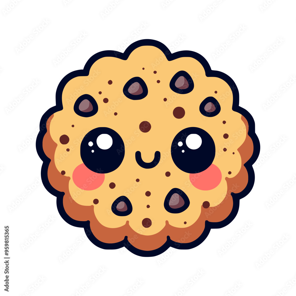 Fototapeta premium cute chocolate chip cookies cartoon character vector illustration template design