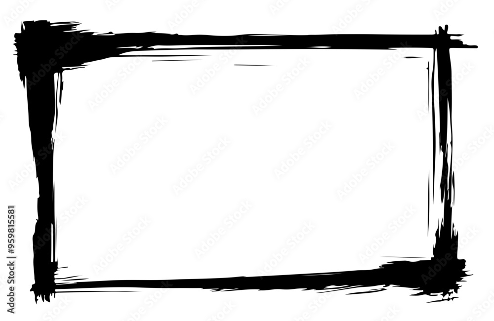 A simple vector frame with rough brush strokes, in black on a white background. A simple vector frame with rough brush strokes, in black on a white background.