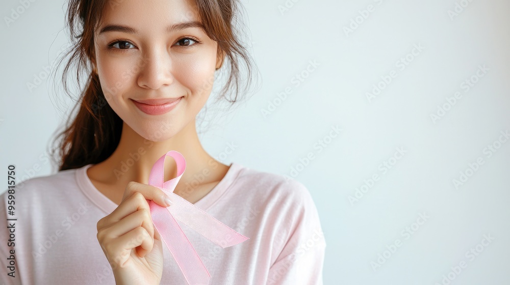 Breast Cancer Awareness Month Symbolized by Pink Ribbon in Focus Breast Cancer Awareness Month Symbolized by Pink Ribbon in Focus