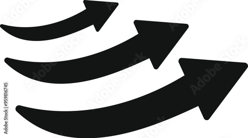 Three black arrows are pointing up and to the right