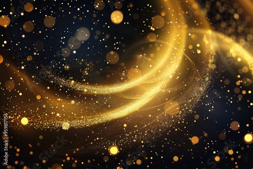 Abstract Golden Glow With Bokeh Effect