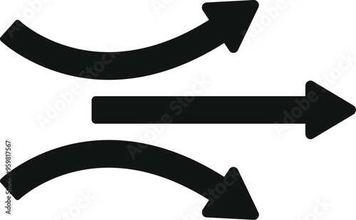 Three black arrows are pointing in different directions, showing multiple options or choices