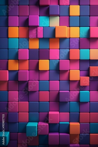 Vibrant squares abstract background, vertical composition