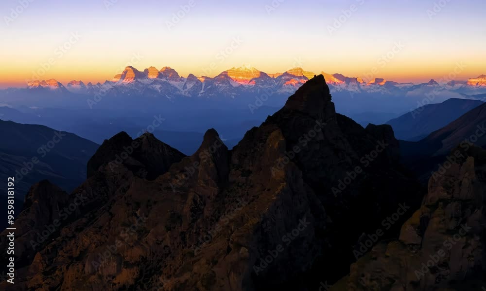 elegant ascent over majestic mountain ranges at dusk elegant ascent over majestic mountain ranges at dusk