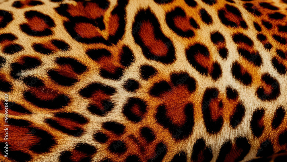 A close-up of the leopard skin highlights the unique texture and pattern, looking like a piece of natural art in the background lighting