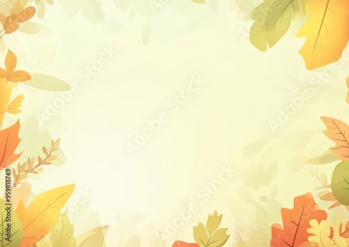 frame of autumn leaves on the edges of the image, empty in the center