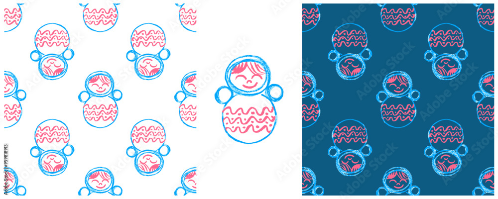Children's drawings with wax crayons. Set Print Children's drawings with wax crayons. Set Print