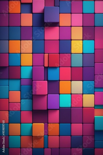 Vibrant squares abstract background, vertical composition