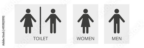 Toilet icon set. Male and female restroom. Vector Illustration.