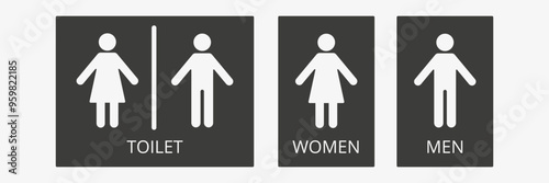 Toilet icon set. Male and female restroom. Vector Illustration.