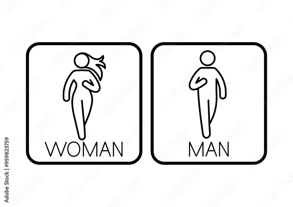 Fototapeta premium WC icons. WC icons for men and women. Men's and women's toilet signs with flat people. Flat style.