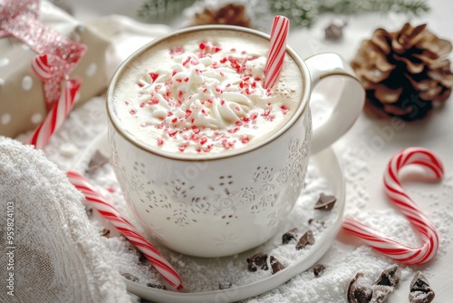 Peppermint Mocha with Whipped Cream and Candy Cane.