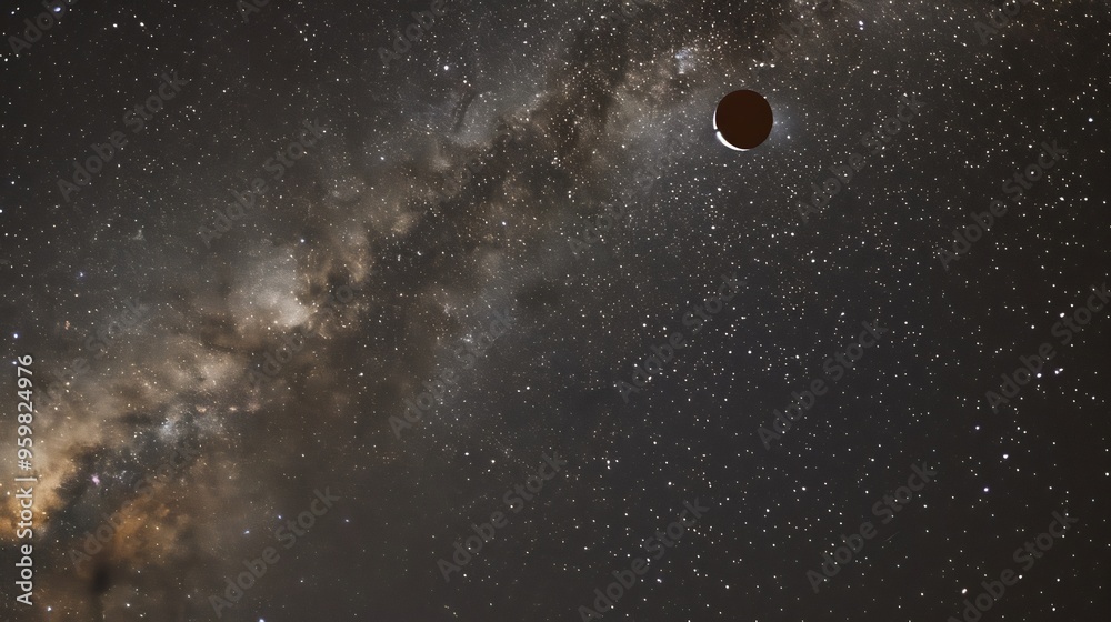 Fototapeta premium Captivating Celestial Phenomenon featuring an eclipse with the moon's shadow creating a dramatic effect on the night sky