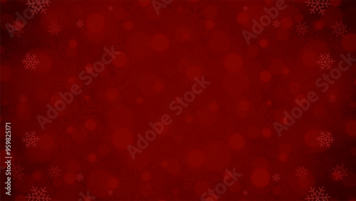 Christmas snowflakes glow bokeh red background 3d design realistic vector illustration. Xmas New Year festive frozen snow blizzard effect spark snowfall ornament for banner wallpaper greeting card