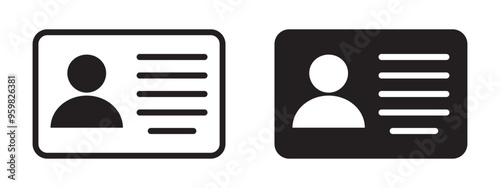 ID Card icon. Employee clerk card, driver license, Identification card, staff identification card symbol. Design for website and mobile app.