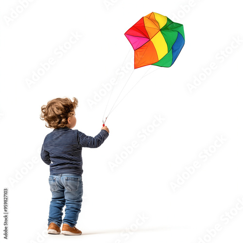 Child Flying Kite Isolated