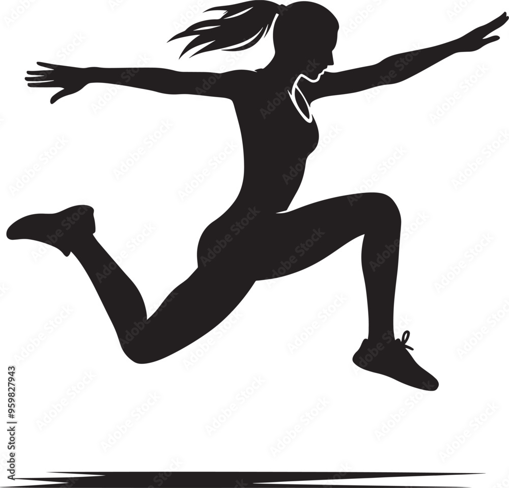 Jumping sport silhouette vector illustration isolated on a white background Jumping sport silhouette vector illustration isolated on a white background
