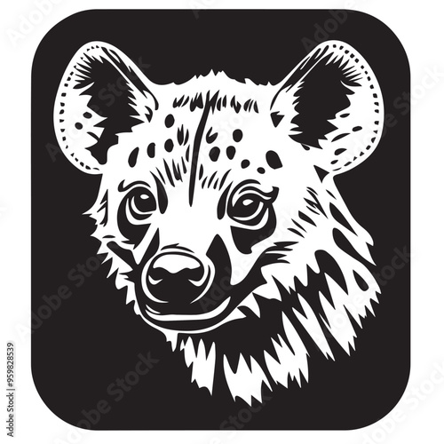 Hyena in cartoon, doodle style . Image for t-shirt, web, mobile apps and ui. Isolated 2d vector illustration in logo, icon, sketch style, Eps 10, black and white. AI Generative