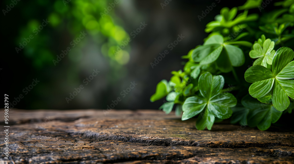 Empty Wooden Table And Green Clover Saint Patricks Empty Wooden Table And Green Clover Saint Patricks