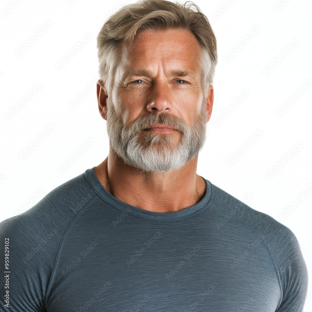 Middle Aged Man Exercising Isolated Middle Aged Man Exercising Isolated
