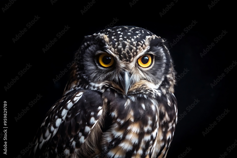 Obraz premium Black Owl in Black Background