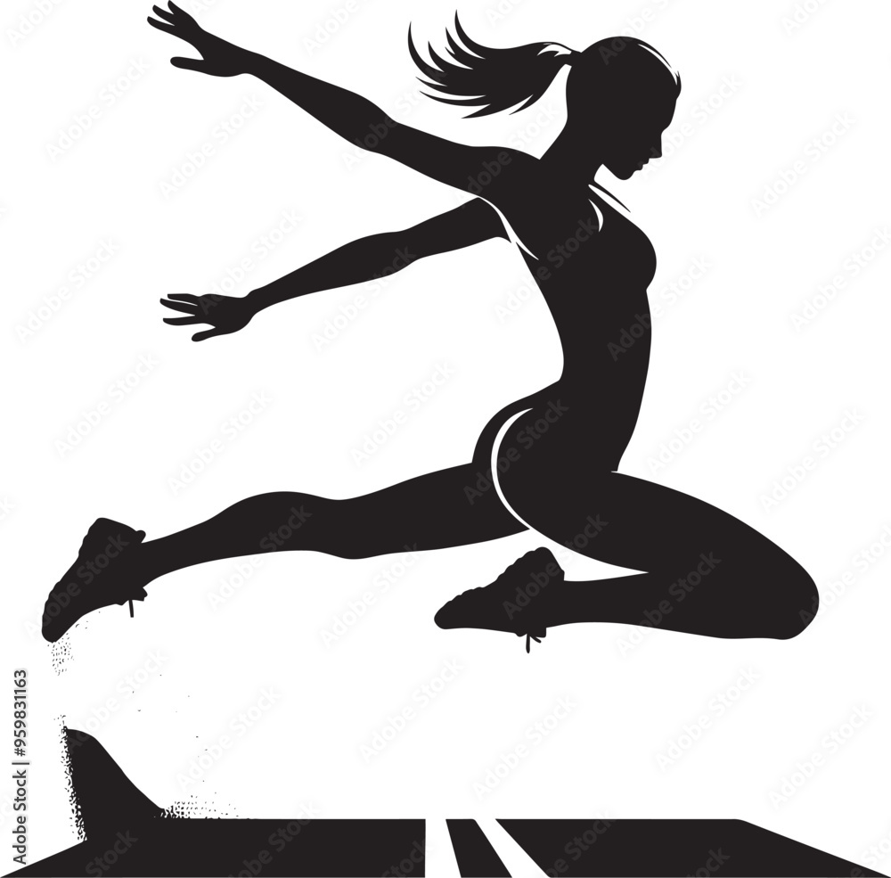 Jumping sport silhouette vector illustration isolated on a white background Jumping sport silhouette vector illustration isolated on a white background