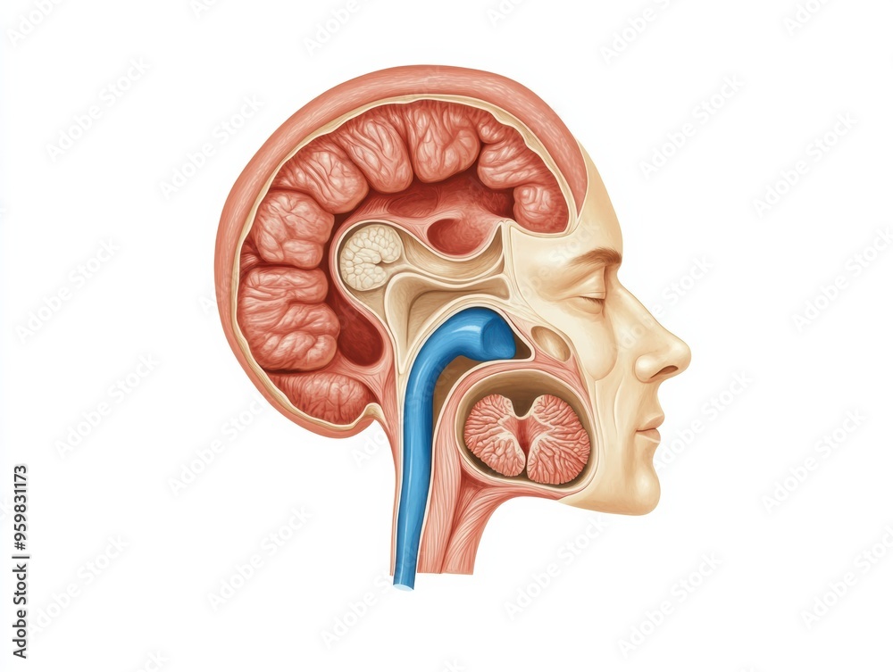 Anatomy illustration of cross-section of the human ear, showing outer ...