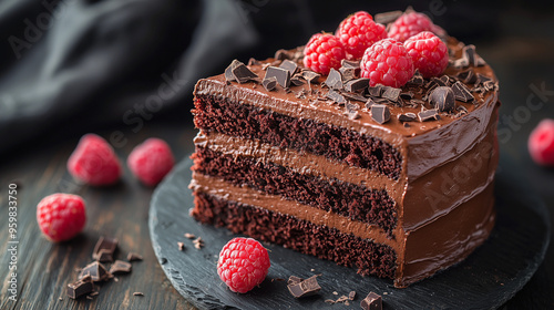 A decadent chocolate cake w...
