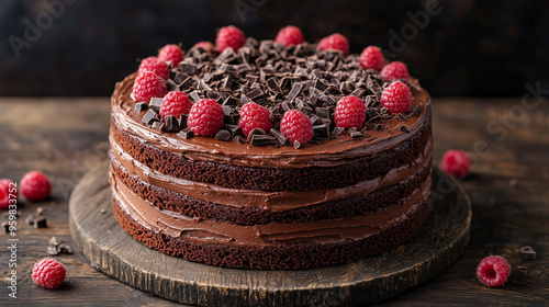 A decadent chocolate cake w...